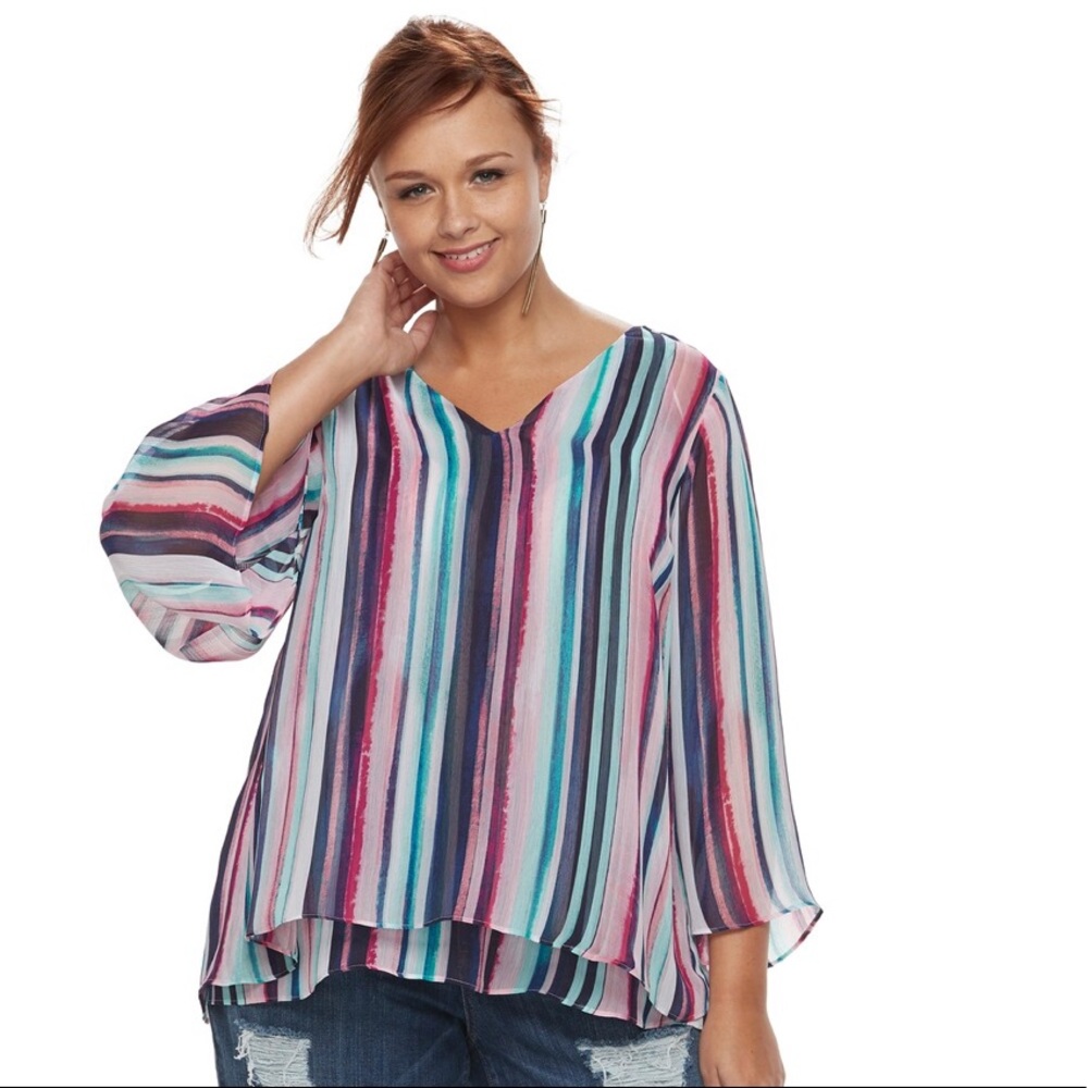 Sparkle Stripe Jennifer Lopez Sheer Top